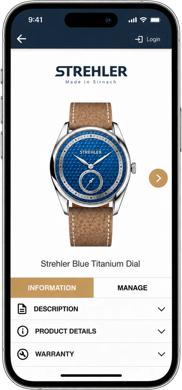 Strehler digital passport: Blue Titanium Dial watch