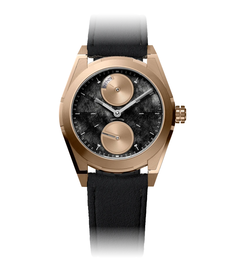 Montre Pragma, boîtier or rose et cadran noir
